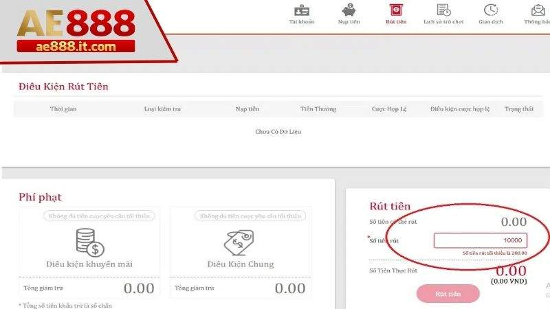 Nhập số tiền bạn cần rút